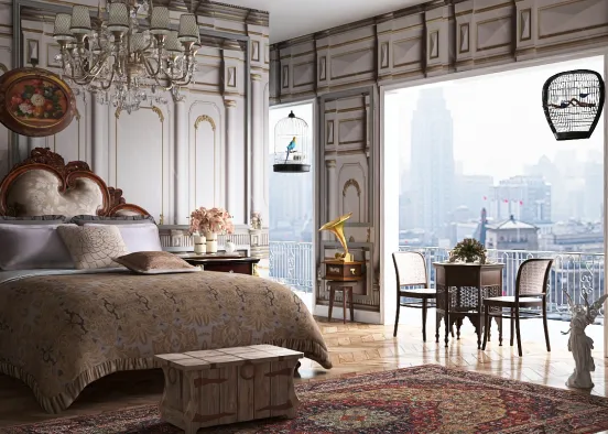 An antique bedroom of my dreams ✨️  Design Rendering