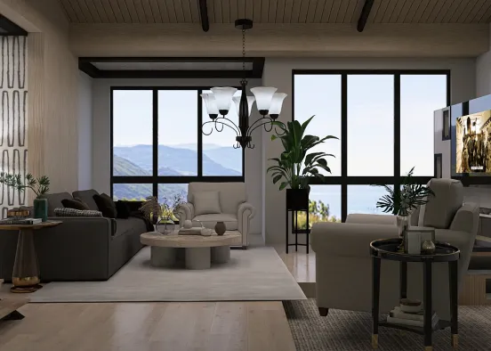 Optimistic Living Room Design Rendering