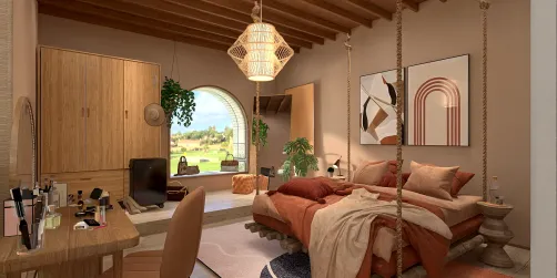 Mediterranean style subtle bedroom.