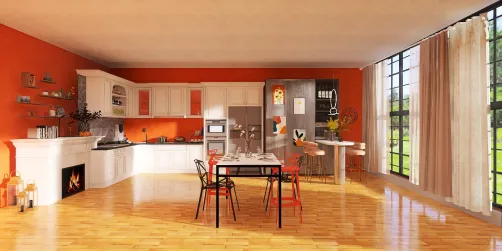 orange kitchen 