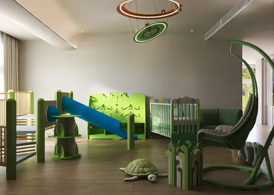 Fresh minimalist kids room Design Rendering