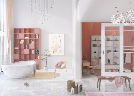 Pink dressing Room Design Rendering