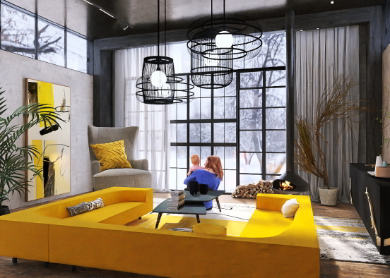 Cozy winter living room 💛 Design Rendering