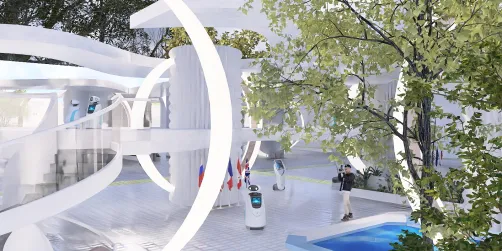 futuristic public place 