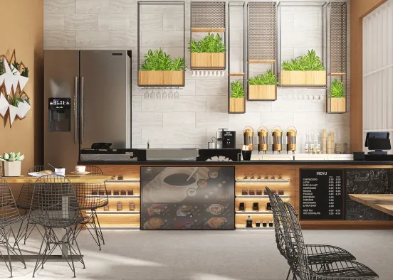 Natural Coffee Shop Design Rendering