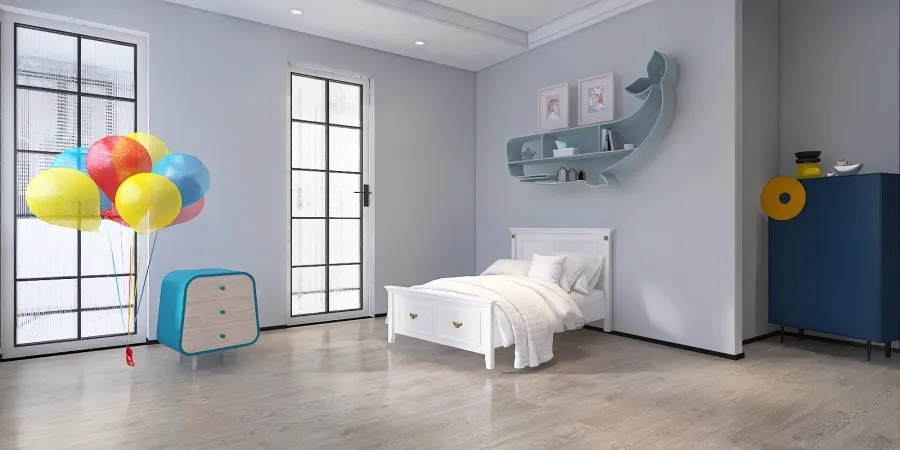 a room with a bed, a chair, and a wall 
