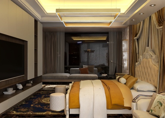 Luxury Hotel Room Design Rendering