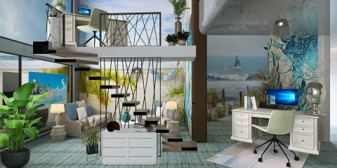 modern living room with stylish furniture arrangement and greenery, showcasing interior design using Homestyler's real-time 3D rendering for a vibrant and inviting atmosphere