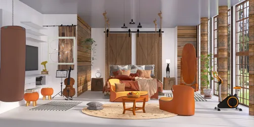 quarto decoração  porta  de  celeiro 