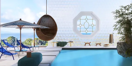 A pool with an ocean view