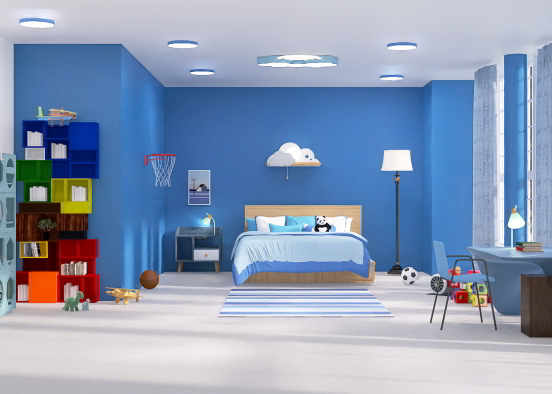 Blue Themed Kids' bedroom  Design Rendering
