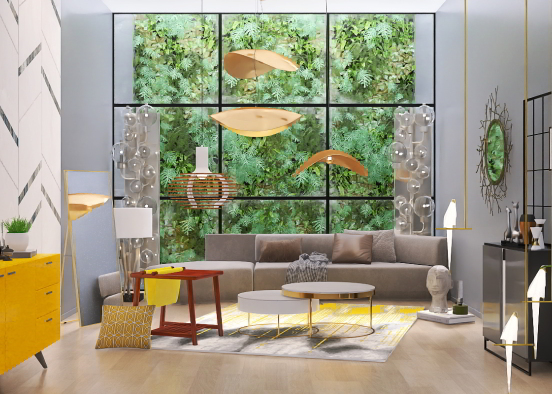 Peaceful living room 💚💛🤍 Design Rendering