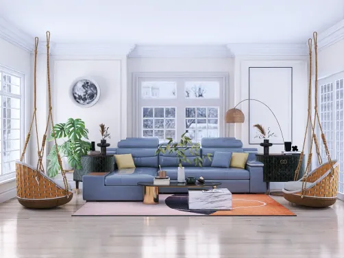 ALivingRoom Modern Elegance Meets Nature'sEmbrace 
