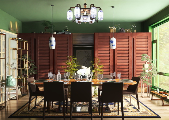 oriental dining room Design Rendering