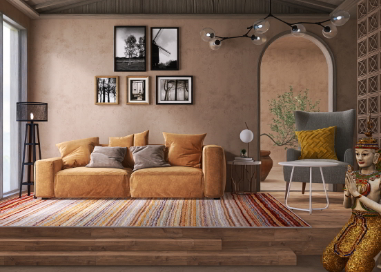 peace and calm feeling living room  Design Rendering