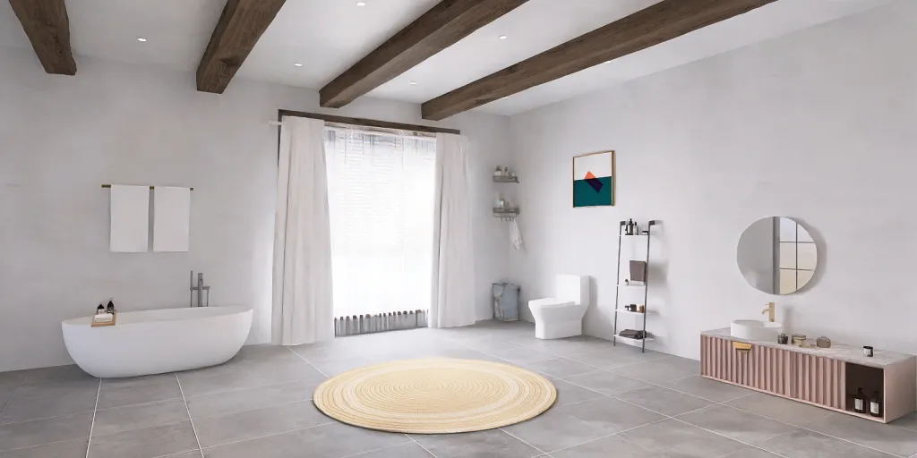 a bathroom with a white toilet and a tub 