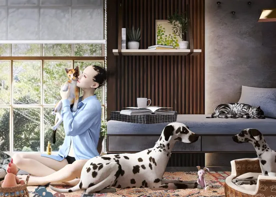# Habitación de lectura y estar Визуализация дизайна