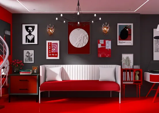 Red black white Design Rendering