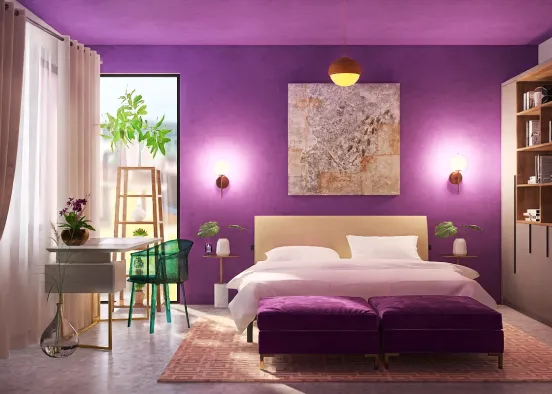 Purple dream bedroom Design Rendering