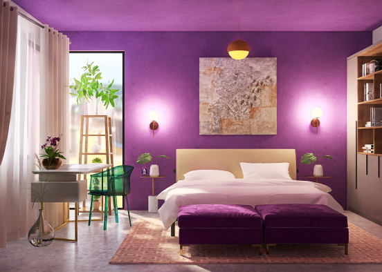Purple dream bedroom Design Rendering