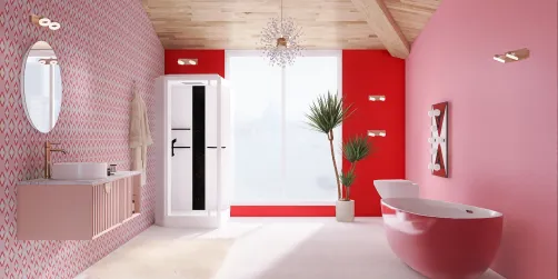 Pink&red bathroom