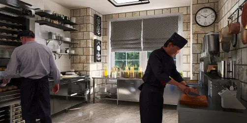 dietro le cucine di una ristorazione 