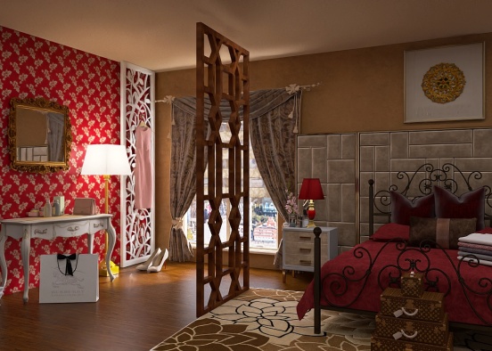 Brown and Red Bedroom ♥️ 🤎 Design Rendering
