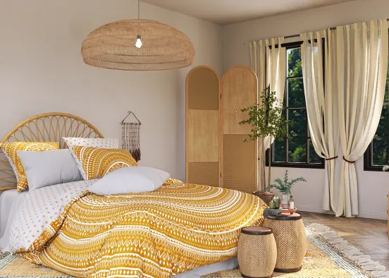 # Cozy Guest Bedroom ☀️  Renderização de Design