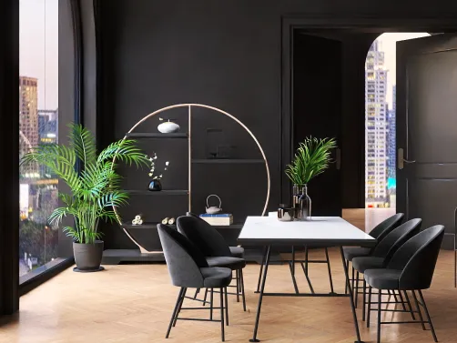 modern dark themed livingroom