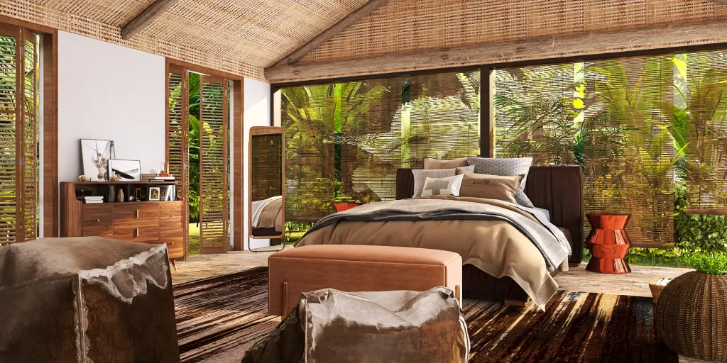 a bed room with a canopy and a window 