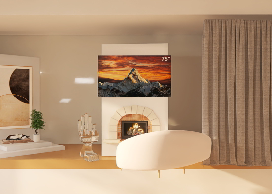 Asymmetrical Living room Design Rendering