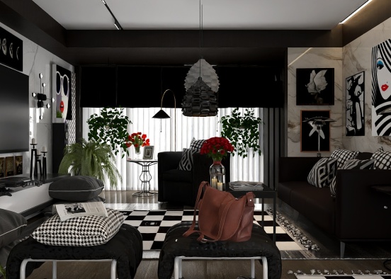 Living room 🤍🖤 Design Rendering