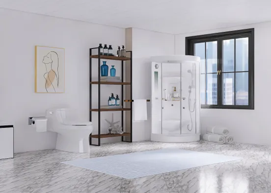 White Bathroom Design Rendering