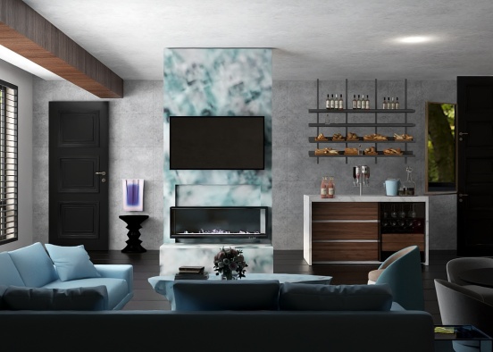 Las Vegas Condo Living Room  Design Rendering