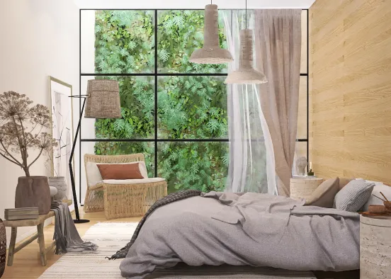 # Japandi Bedroom Визуализация дизайна