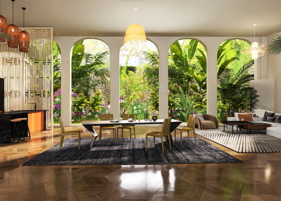 Tropical Multifunctional Room Design Rendering