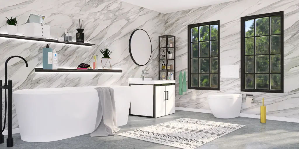 a bathroom with a white tub and a white toilet 