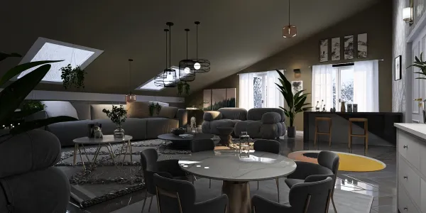 A modern living room featuring a cozy layout with stylish furniture arrangement, embracing a contemporary style that enhances relaxation vibes, showcasing Homestyler's real-time 3D rendering capabilities for an immersive design experience.