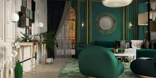 Living hall in dark green 💚