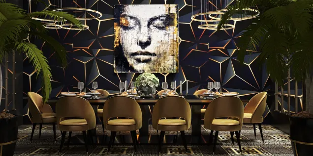 Moody Black and Gold Dining Room 