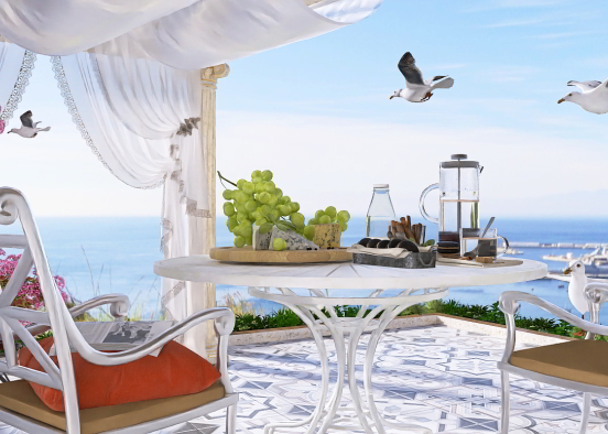 Breakfast with seagulls on the Mediterranean coast Design Rendering