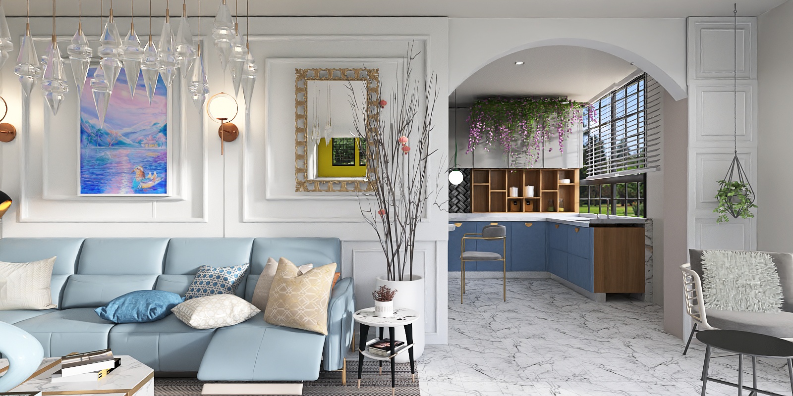 Separate living room and kitchen 