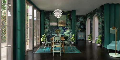 Sala de jantar com tema natureza
