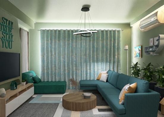 Living Room #green theme# Design Rendering