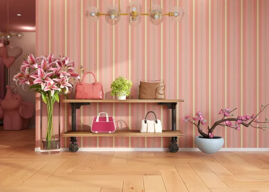 Pink entryway/living room  Design Rendering