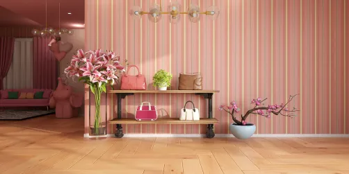 Pink entryway/living room 