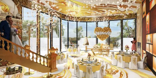 Gold and White wedding reception 