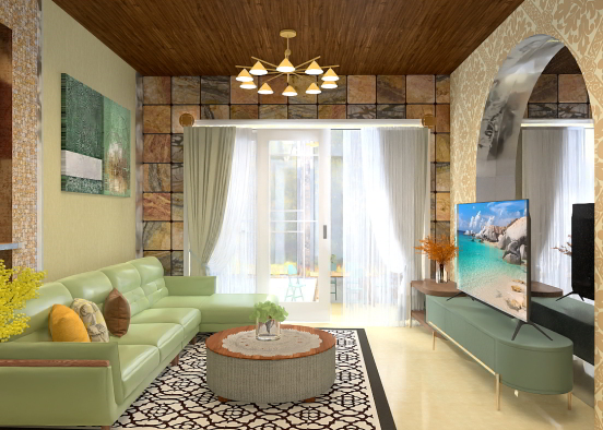 colorful living room and terrace  Design Rendering