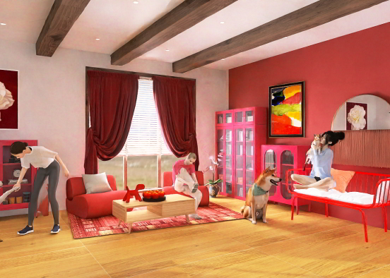 Red can make any space look good Design Rendering