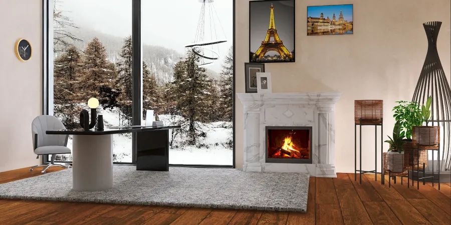 a fireplace with a fireplace mantel and a fire place 